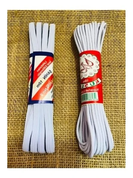 2 Adet Beyaz Bel Paça 10 Metre Don Lastiği, Yuvarlak ve Yassı ürün görseli 1