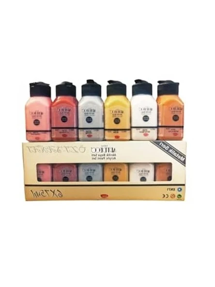 Akrilik Metalik Boya Seti, 6x75 ml, Sanatçılar İçin Uygun Kalite ürün görseli 1
