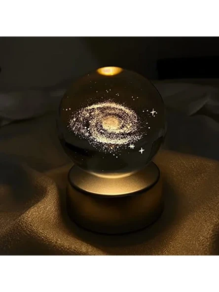 Renk Değiştiren LED Işıklı Kristal Cam Küre Gece Lambası ürün görseli 1