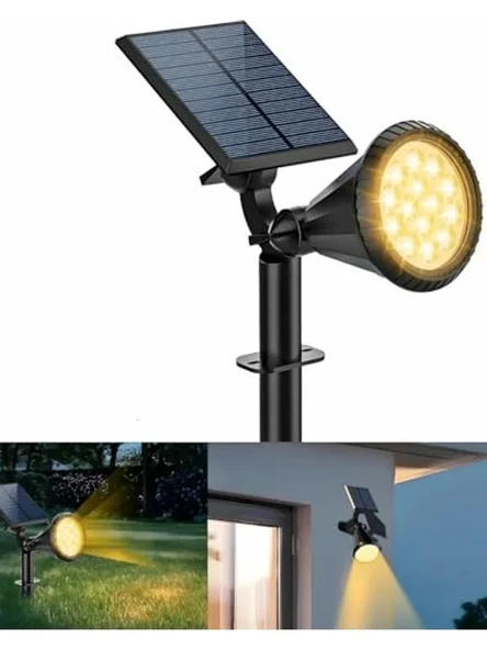 Forlife AMBER18 LED Spot Güneş Enerjili Bahçe Aydınlatma Lambası, Fotoselli, Spike Aplik, 18W Su Geçirmez Dış Mekan Solar Lamba, Ağaç, Veranda, Garaj, Havuz, Duvar Ve Zemin Montajına Uygundur 42 CM [E ürün görseli 1