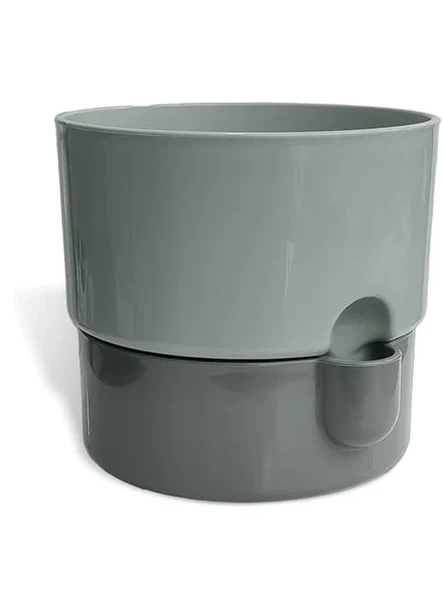Dora Saksı Tabaklı Çiçek Kaktüs Saksısı Parlak Plastik Saksı (1 Adet, Gri, 2L, 16cm) ürün görseli 1