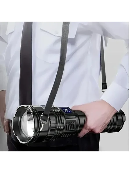 Yüksek Parlaklıkta 6000mAh LED Şarjlı El Feneri, Taşınabilir ürün görseli 1