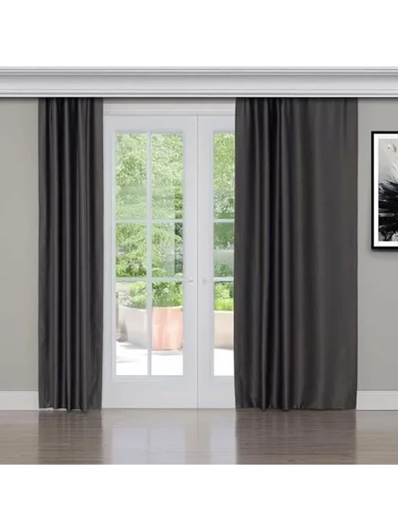 Koyu Gri 250 x 260 cm Karartma Fon Perde, Gaze Kumaş Tasarım ürün görseli 1