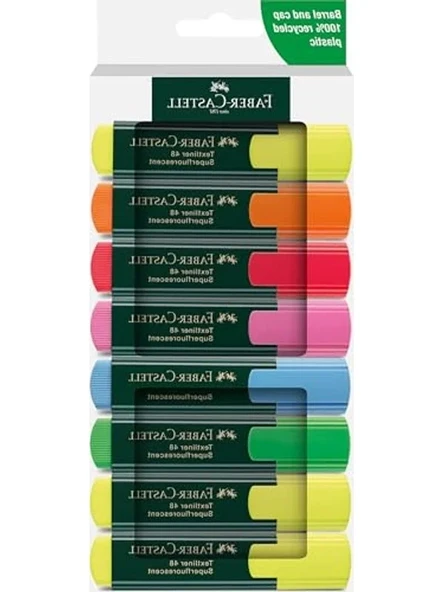 Faber-Castell Fosforlu Kalem Seti, 8’li, Su Bazlı Mürekkep, Kesik Uç, 3 Farklı Çizgi Kalınlığı, Yeniden Doldurulabilir ürün görseli 1