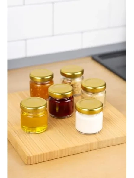 6 Adet 40 ml Şeffaf Cam Kavanoz, Metal Kapaklı, Küçük Boyut ürün görseli 1