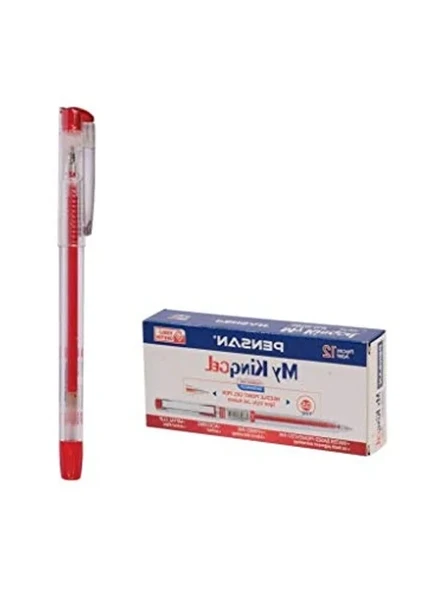 Kırmızı Renkli 0,5 mm Jel Metal Klips Kalem, 12'li Paket ürün görseli 1
