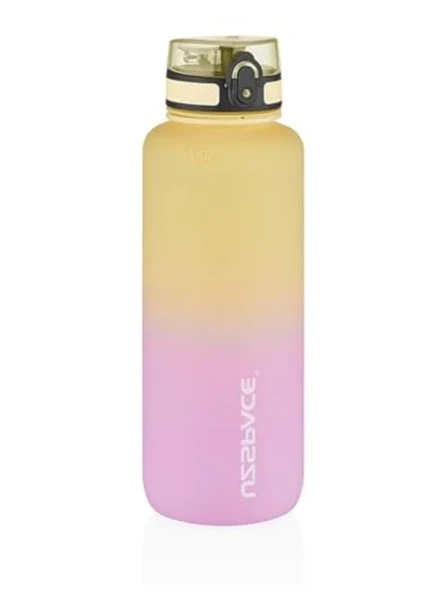 Uzspace 1500ml Çift Renkli Sızdırmaz BPA İçermez Kilitlenebilir Kapaklı Motivasyonel Tritan Su Matarası (Sarı-Lila) ürün görseli 1