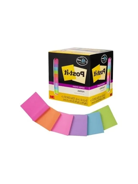 Çeşitli Renklerde Süper Yapışkan Notlar, 7,62 x 7,62 cm, 15 Pad ürün görseli 1