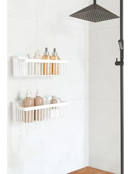 Yapışkanlı Banyo Rafı, 2'li Organizer ile Pratik ve Fonksiyonel ürün görseli 1