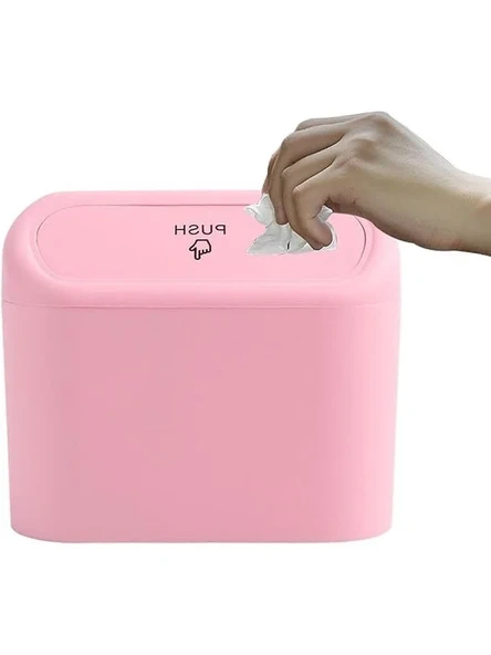 Portatif Araç İçi Çöp Kovası, Kapaklı ve Taşınabilir Çöp Kutusu (Pembe Renk) ürün görseli 1
