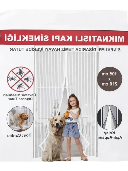 Beyaz Mıknatıslı Kapı Sinekliği, 105x210 cm Ölçülerinde, Kolay Kurulum ürün görseli 1