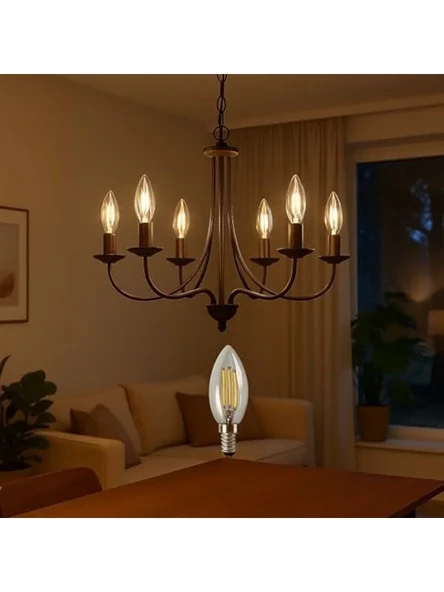 LED Rustik Mum Buji Ampul, E14 Duy, 10'lu Paket - Resim 2