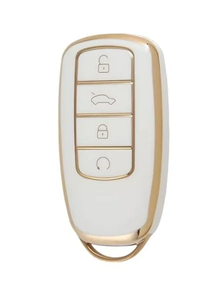 AutoHan Keys Lüx Chery Tiggo 8 Pro Smart Anahtar Kılıfı, Beyaz-Gold, 3 Buton, Nano , Premium Kalite ürün görseli 1
