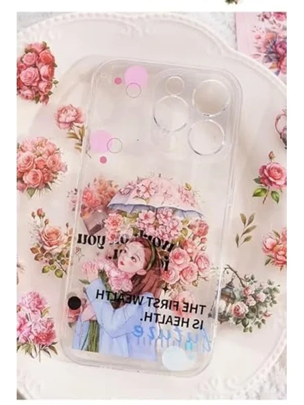 Şeffaf Sticker Seti, 6 Sayfa, Pembe Çiçek Desenli - Resim 2