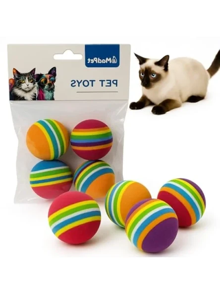 Renkli Sünger Kedi Oyun Topu - 4'lü Set ürün görseli 1
