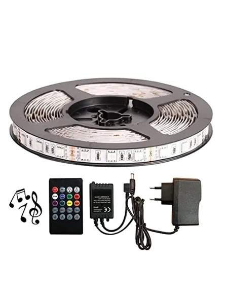 RGB Şerit LED Seti, 3 Metre Uzunlukta ve Sese Duyarlı Kumanda ile ürün görseli 1