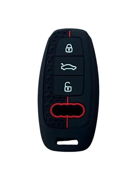 AutoHan Keys Audi Anahtar Kılıfı, A3 2021-2022, A6L, A7, A8, Q8, E-Tron, C8, D5 Modelleri için Uyumlu, Siyah Kırmızı Çizgili Petek Desenli ürün görseli 1