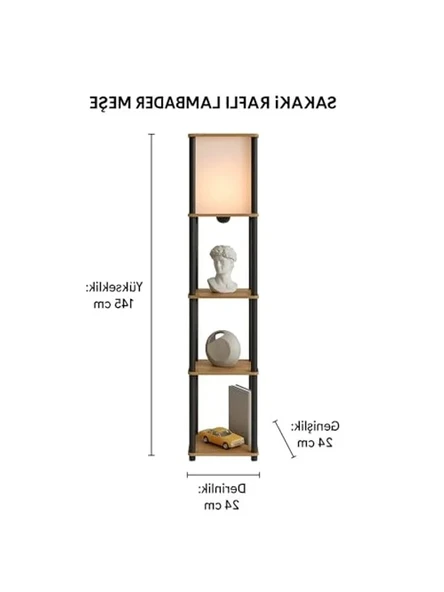 Raflı Lambader, Modern Tasarım, E27 Duy Uyumlu - Resim 2