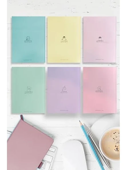 Kalın Karton Kapaklı A5 Defter Seti, 6'lı Paket ürün görseli 1