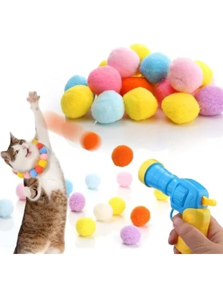 İnteraktif Kedi Oyun Tabancası - Peluş Toplarla ürün görseli 1