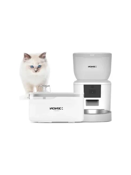 Akıllı Otomatik Kedi Köpek Mama Kabı ve Su Pınarı 2'li Set ürün görseli 1