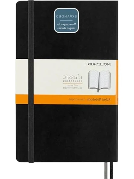 Kalın Siyah Yumuşak Kapaklı L Boyutunda Çizgili Defter ürün görseli 1
