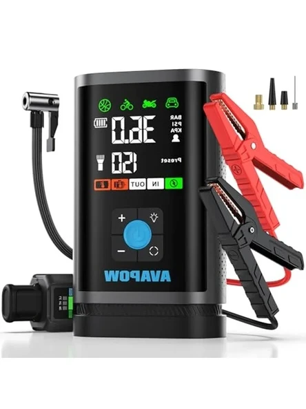 Zorla Çalıştırma ve Lastik Şişirme Fonksiyonlu Jump Starter - 16000mAh ürün görseli 1