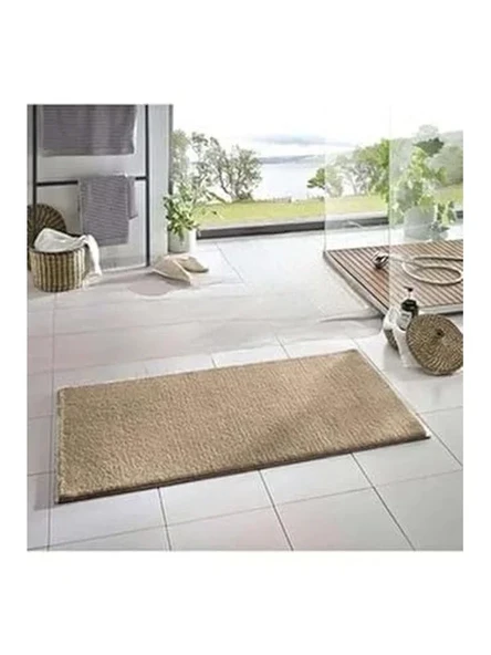 Kaymaz Tabanlı Peluş Banyo Halısı, 50x80 cm, Yıkanabilir, Vizon Renk ürün görseli 1