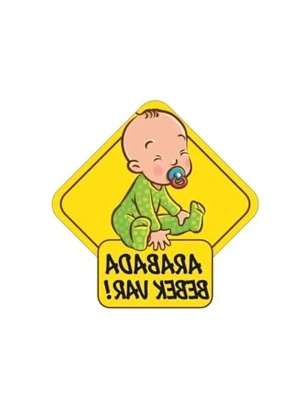 Araba Stickeri, 'Arabada Bebek Var' Yazılı 15x15 cm Boyutunda ürün görseli 1