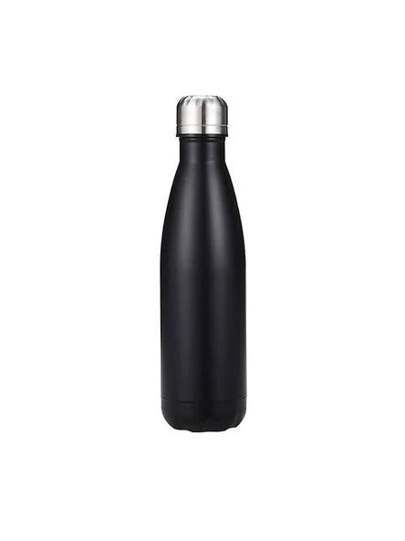 Paslanmaz Çelik 500 ml Termos Şişe, Siyah Tasarımlı ürün görseli 1