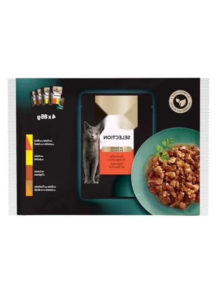 Yetişkin Kediler İçin Etli Yaş Mama, 4'lü Paket, 340 g ürün görseli 1