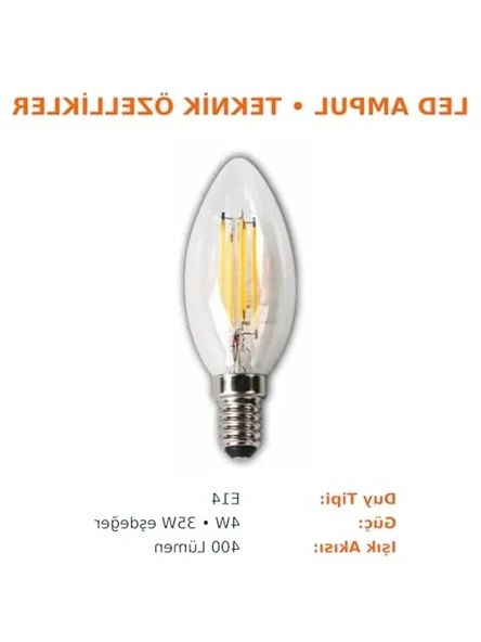 LED Rustik Mum Buji Ampul, E14 Duy, 10'lu Paket - Resim 3