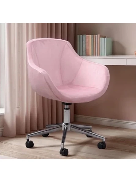 Bilgisayar ve Çalışma Koltuğu – Pembe Renk, Krom Ayak ürün görseli 1