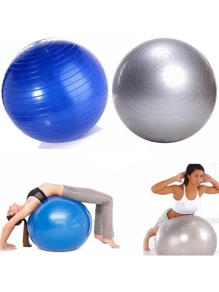 Gri Pilates Topu, Pompa Hediyeli, 65 cm Boyutunda - Resim 3