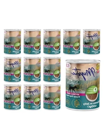 Yavru Köpek İçin Biftekli ve Jöleli Konserve Mama, 400 Gr (12 Adet) ürün görseli 1