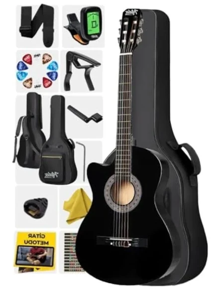 Siyah Klasik Gitar 4/4, Sap Ayarlı, Full Set ürün görseli 1