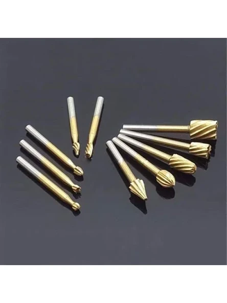 10 Parça Titanyum Freze Uç Seti - 3mm Şaft ürün görseli 1