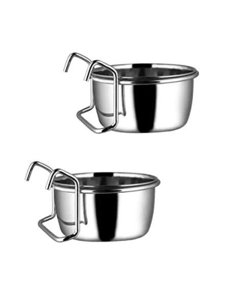 2 Adet Askılı Çelik Mama Kabı - 300 ml ürün görseli 1