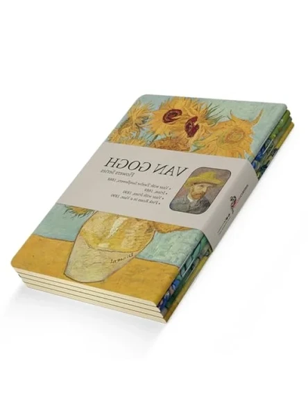 Esnek Kapaklı 4'lü Defter Seti, Çizgisiz, 192 Sayfa, Oval Kenar, Tuval Doku, Sarı Krem ürün görseli 1