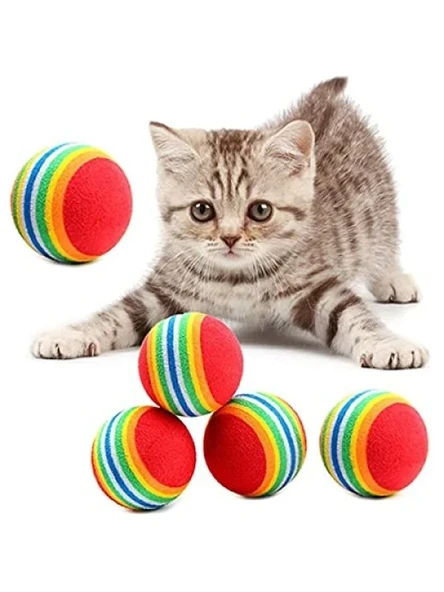 3'lü Gökkuşağı Sünger Çiğneme Oyun Topu - 4,2 cm ürün görseli 1