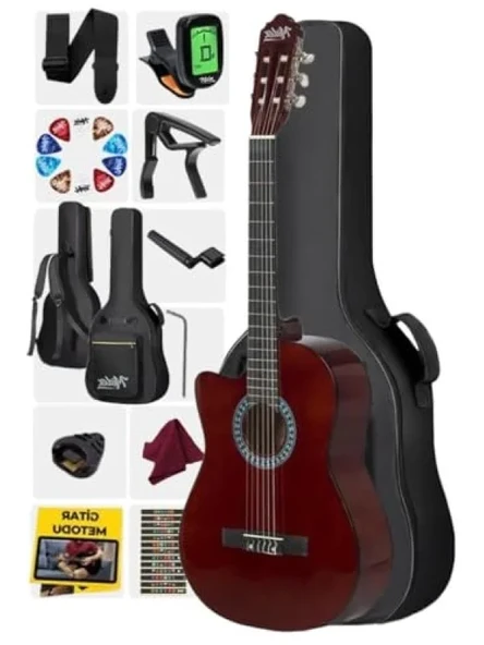 Klasik Gitar 4/4 Kesik Kasa, Sap Ayarlı - Çanta, Tuner, Askı ve Ekipman Dahil ürün görseli 1