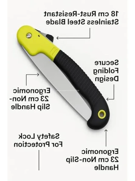 Katlanır Budama Testeresi, 18 cm Paslanmaz Çelik Bıçak - Resim 3