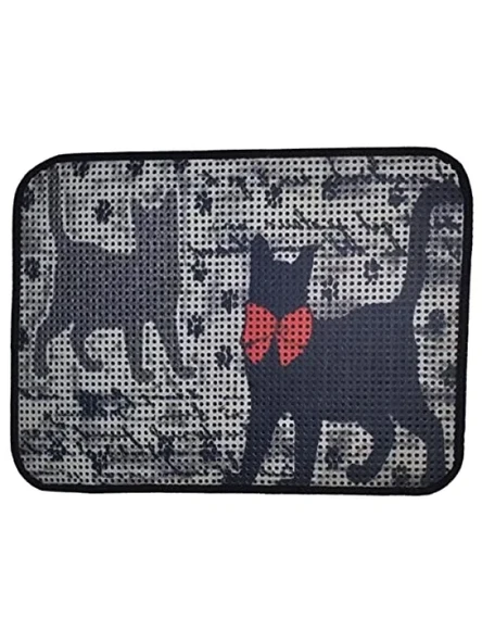 Elekli Desenli Kedi Tuvalet Önü Paspası 60 x 45 cm ürün görseli 1