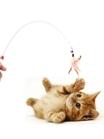 Renkli Tüylü Kedi Oltası - Eğlenceli Oyun Aracı ürün görseli 1