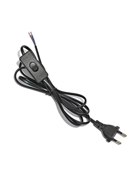 2 Metre Siyah Fişli & Anahtarlı Uzatma Kablosu - 0,50 mm² Kesit ürün görseli 1