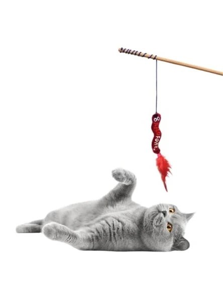 Peluş Solucan Şeklinde Kedi Oyuncağı - Resim 3