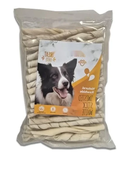 Doğal Deri Beyaz Burgu Köpek Ödül Çubuğu, 350 gr ürün görseli 1