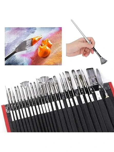 24 Parça Sanat Fırçası Seti - Alüminyum Kısımlı Çanta ile ürün görseli 1