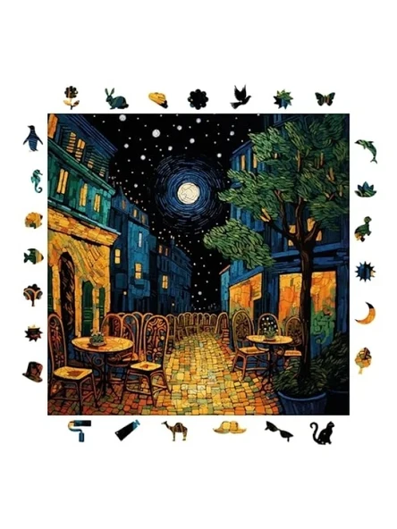 Ahşap Puzzle - Van Gogh Kafe Terasta Gece - 353 Parça, 29 x 29 cm ürün görseli 1