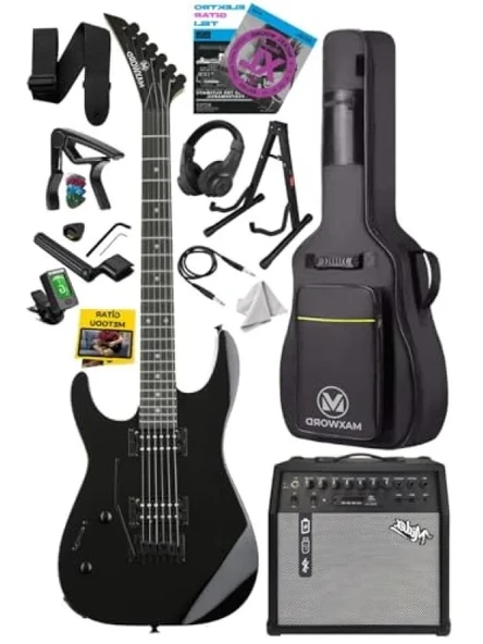 Yüksek Kalite 50W Amfili Elektro Gitar - Black Rosewood ürün görseli 1